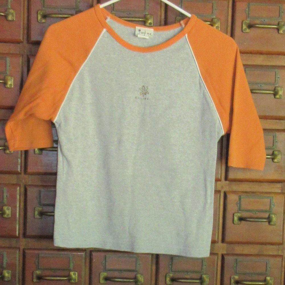 Medium Gray/Orange Short Sleeve Cotton T-Shirt